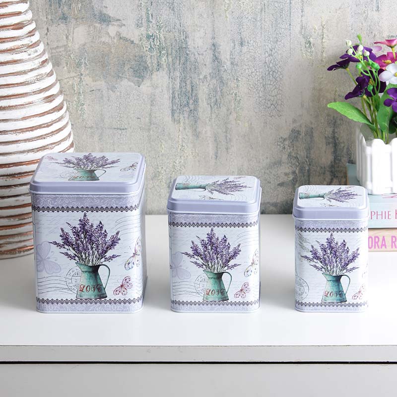 Square Light Lavender Storage Tins | Set of 3 Default Title
