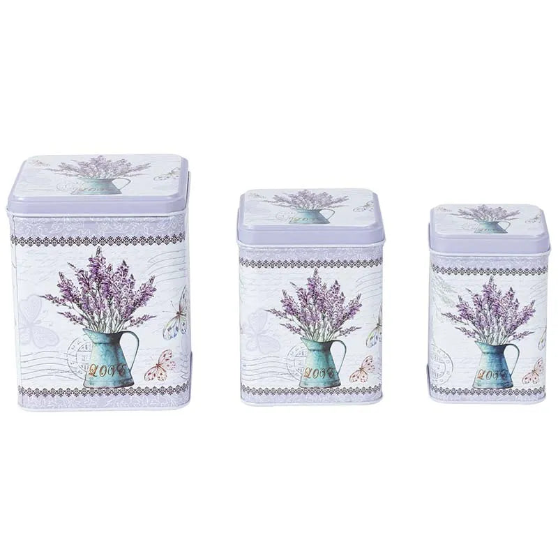 Square Light Lavender Storage Tins | Set of 3 Default Title