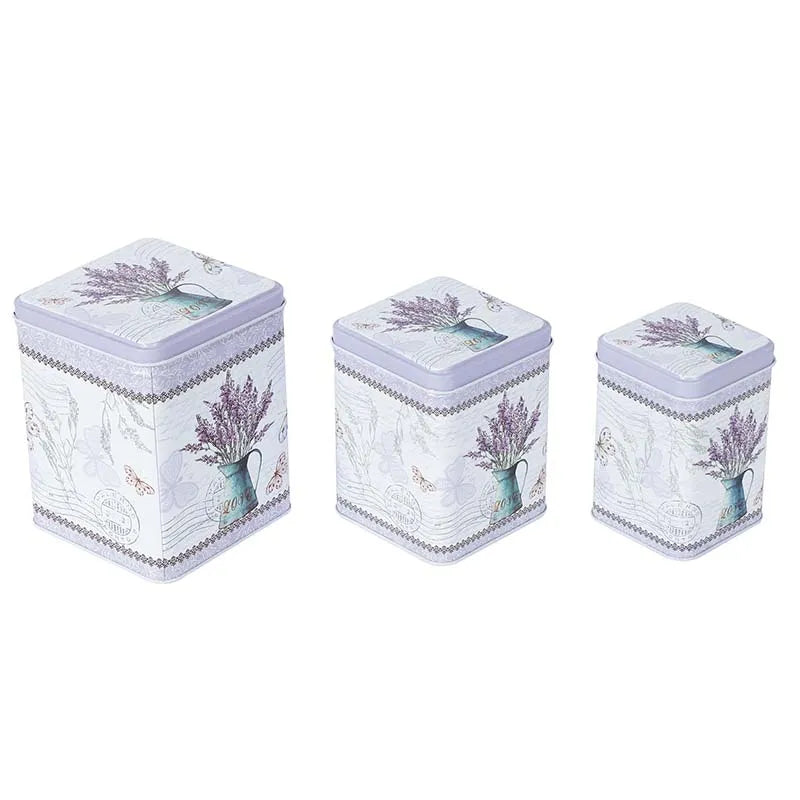 Square Light Lavender Storage Tins | Set of 3 Default Title