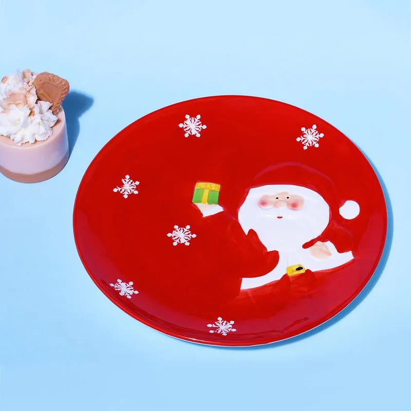 Round Santa Claus Ceramic Plate Default Title