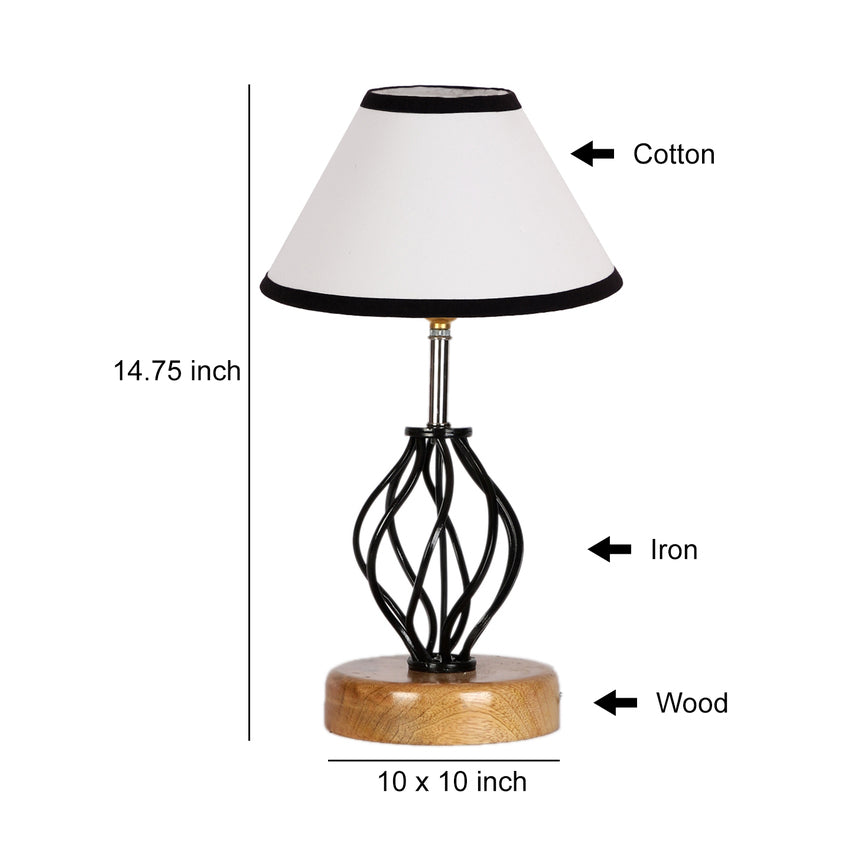Vibrant Multicolor Metal & Wood Table Lamp with Shade Without Bulb | 10 x 15 inches