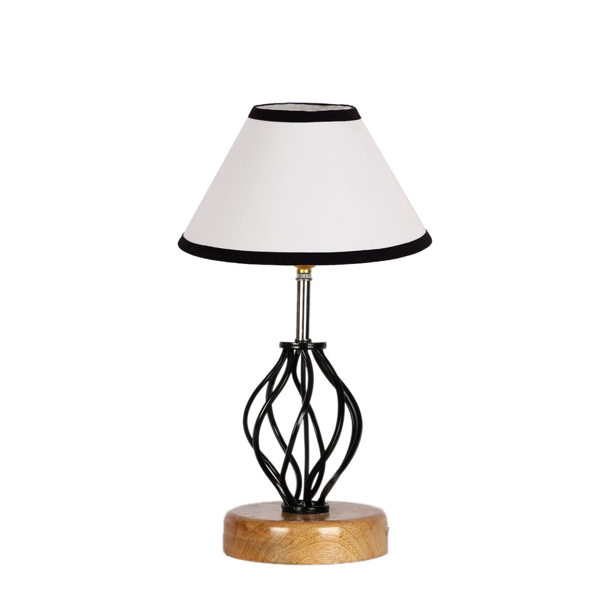 Vibrant Multicolor Metal & Wood Table Lamp with Shade Without Bulb | 10 x 15 inches