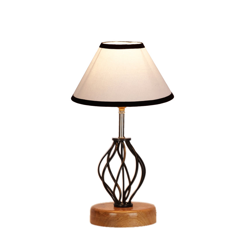 Vibrant Multicolor Metal & Wood Table Lamp with Shade Without Bulb | 10 x 15 inches