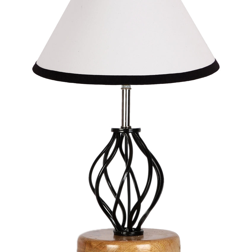 Vibrant Multicolor Metal & Wood Table Lamp with Shade Without Bulb | 10 x 15 inches