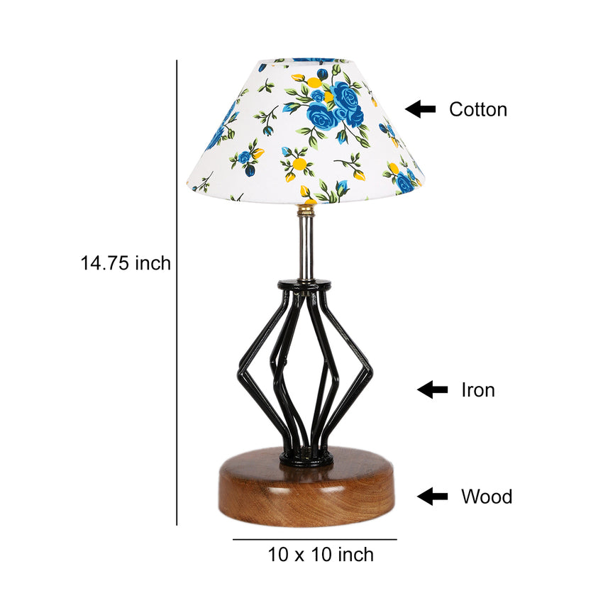 Stylish Dynamic Multicolor Metal & Wood Table Lamp with Shade Without Bulb | 10 x 15 inches