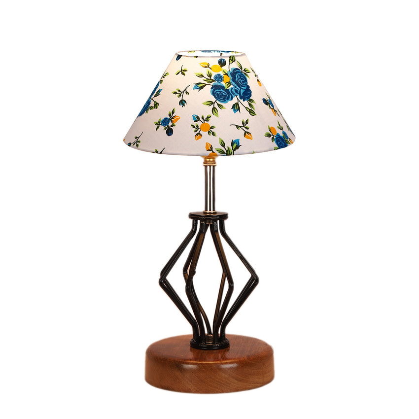 Stylish Dynamic Multicolor Metal & Wood Table Lamp with Shade Without Bulb | 10 x 15 inches