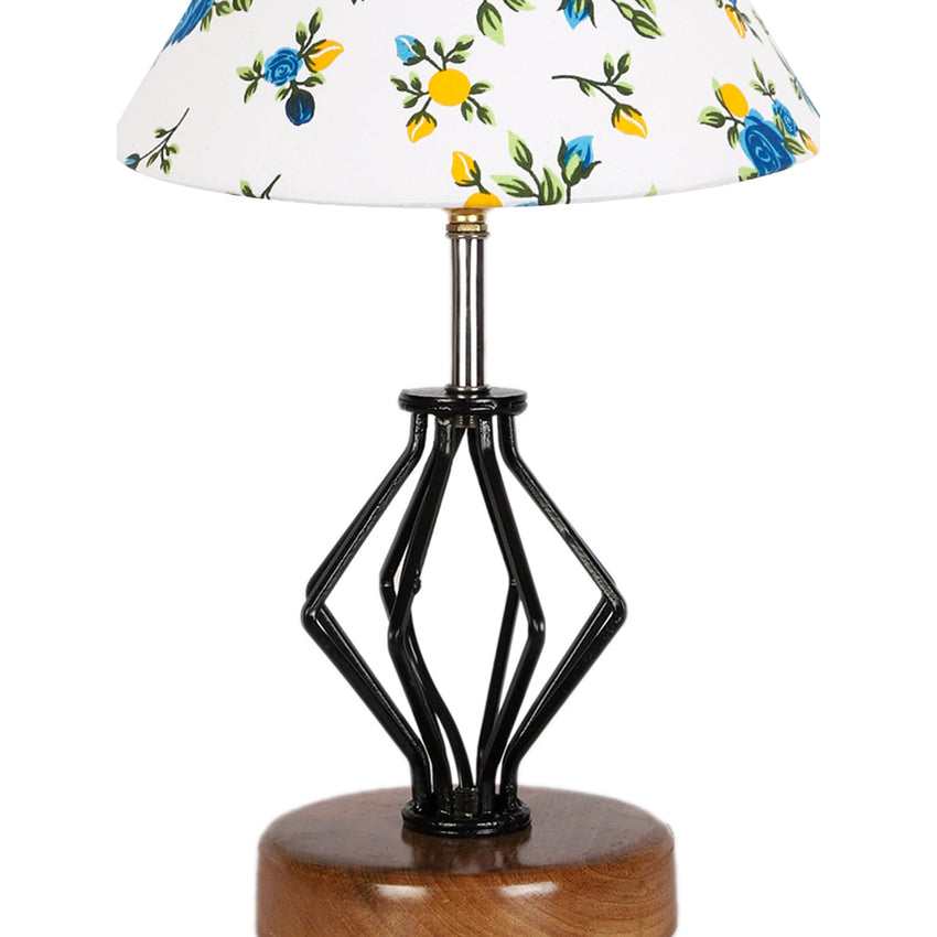 Stylish Dynamic Multicolor Metal & Wood Table Lamp with Shade Without Bulb | 10 x 15 inches