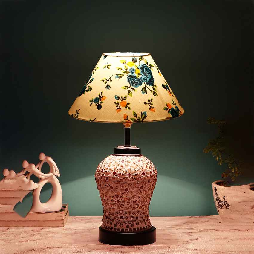 Sunny and Radiant Bright Orange Wood Table Lamp with Shade Without Bulb | 10 x 15 inches