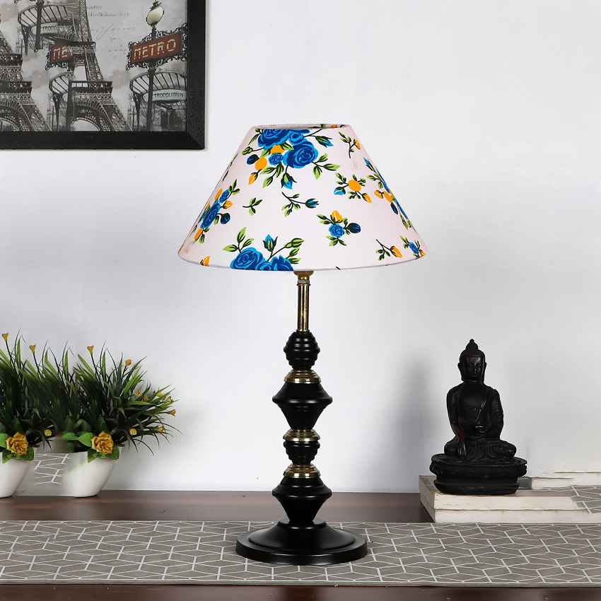 Playful Radiant Multicolor Wood & Glass Table Lamp with Shade Without Bulb | 10 x 17 inches