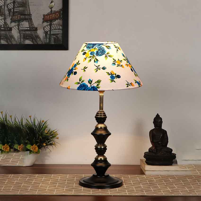 Playful Radiant Multicolor Wood & Glass Table Lamp with Shade Without Bulb | 10 x 17 inches