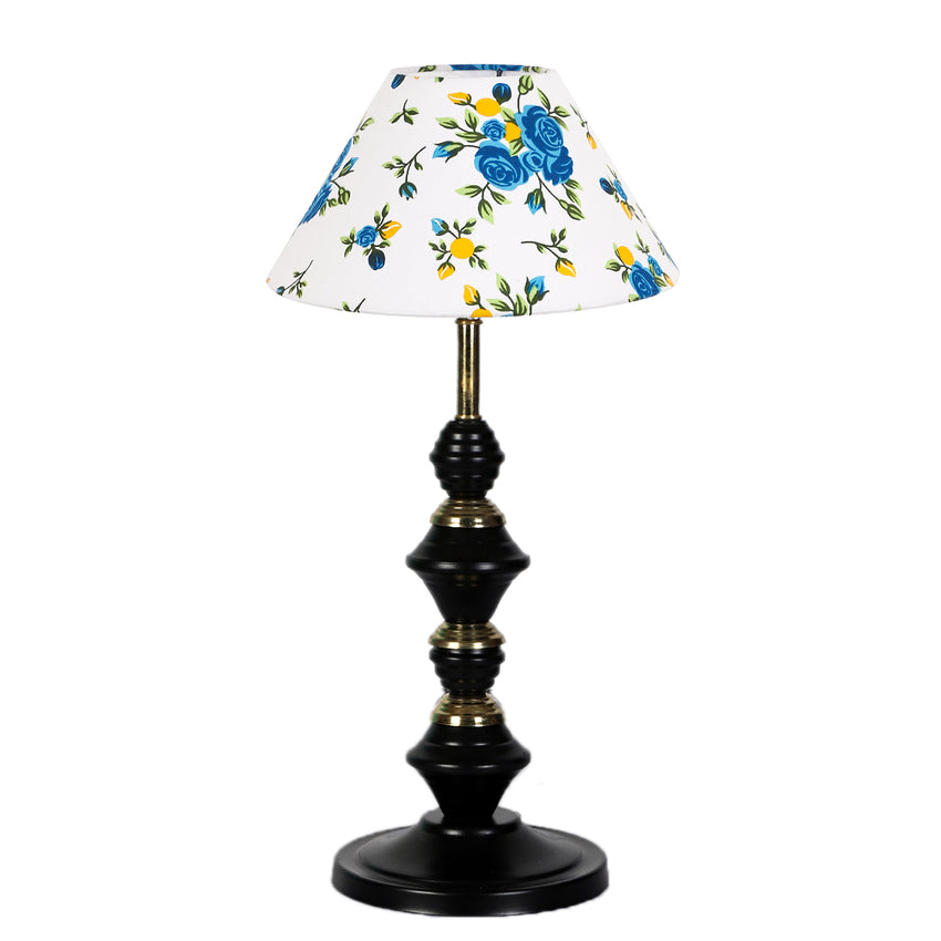 Playful Radiant Multicolor Wood & Glass Table Lamp with Shade Without Bulb | 10 x 17 inches