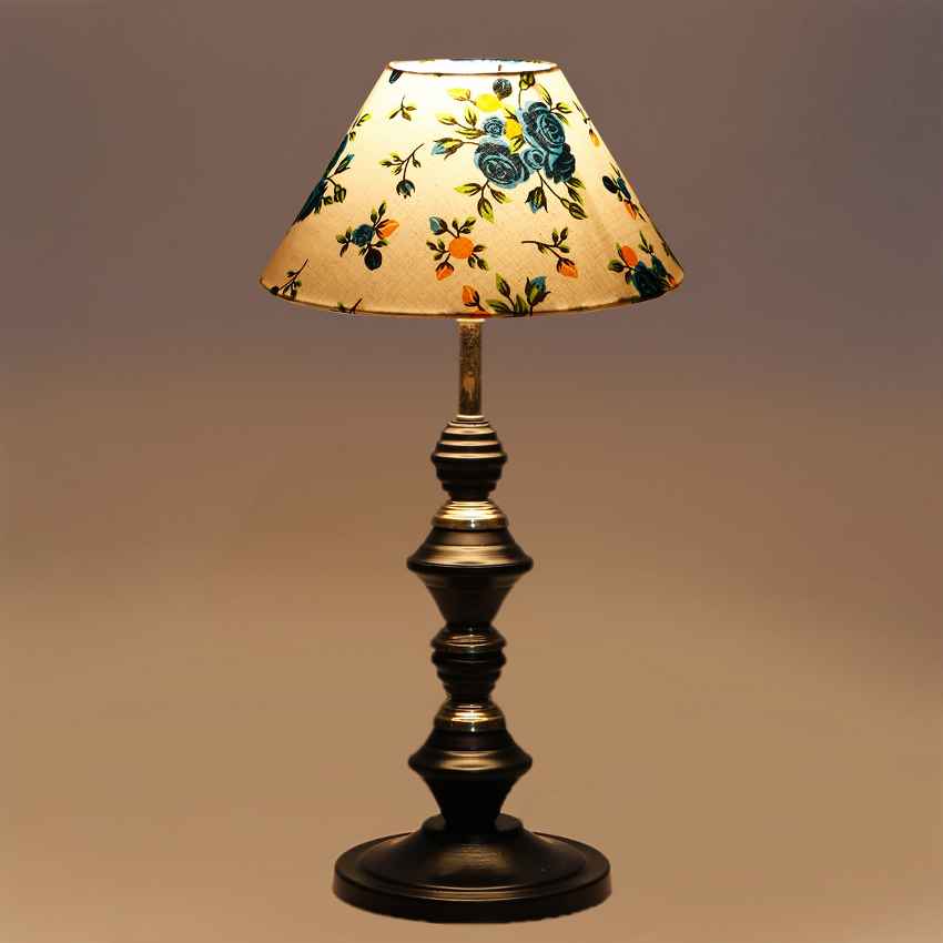 Playful Radiant Multicolor Wood & Glass Table Lamp with Shade Without Bulb | 10 x 17 inches