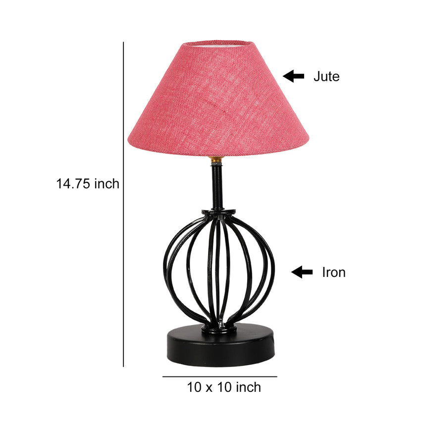 Pretty Blossom Pink Metal & Wood Table Lamp with Shade Without Bulb | 10 x 15 inches