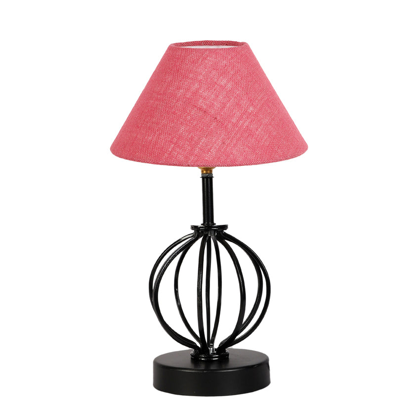 Pretty Blossom Pink Metal & Wood Table Lamp with Shade Without Bulb | 10 x 15 inches