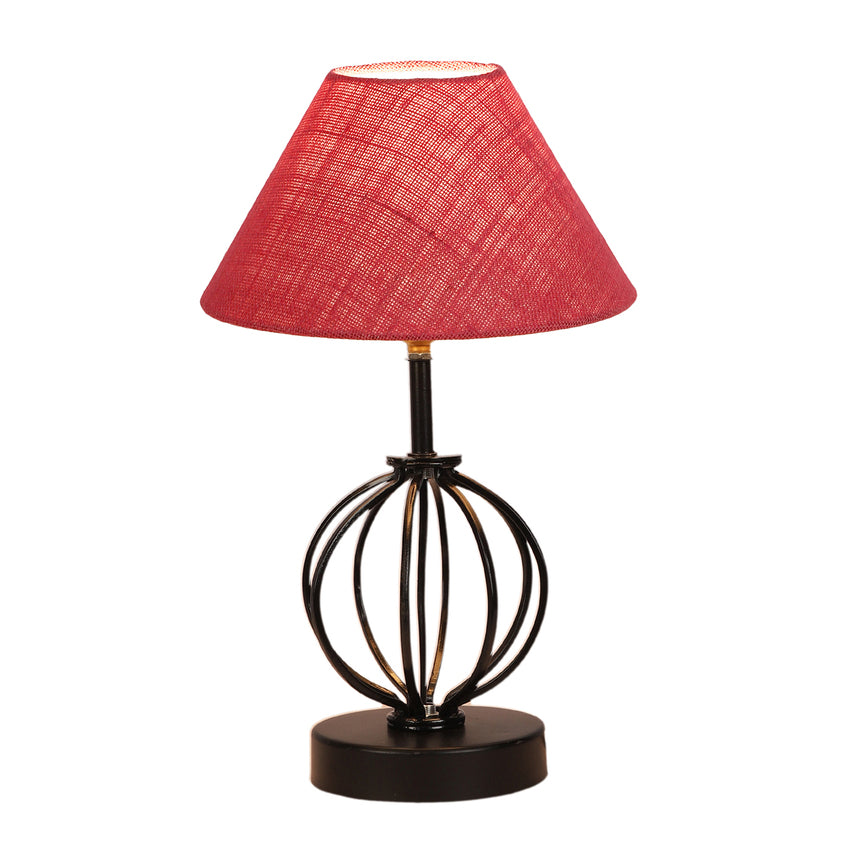Pretty Blossom Pink Metal & Wood Table Lamp with Shade Without Bulb | 10 x 15 inches