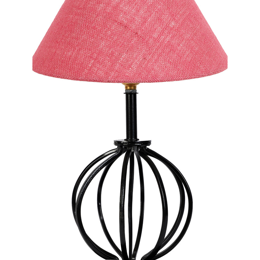 Pretty Blossom Pink Metal & Wood Table Lamp with Shade Without Bulb | 10 x 15 inches