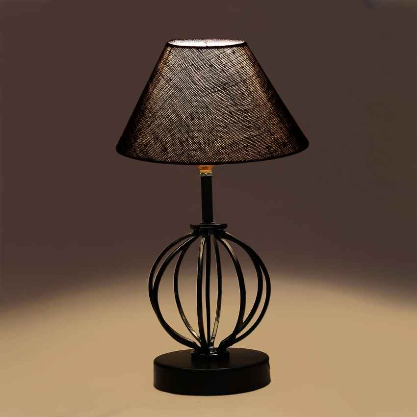 Vibrant Spark Blue Metal & Wood Table Lamp with Shade Without Bulb | 10 x 15 inches