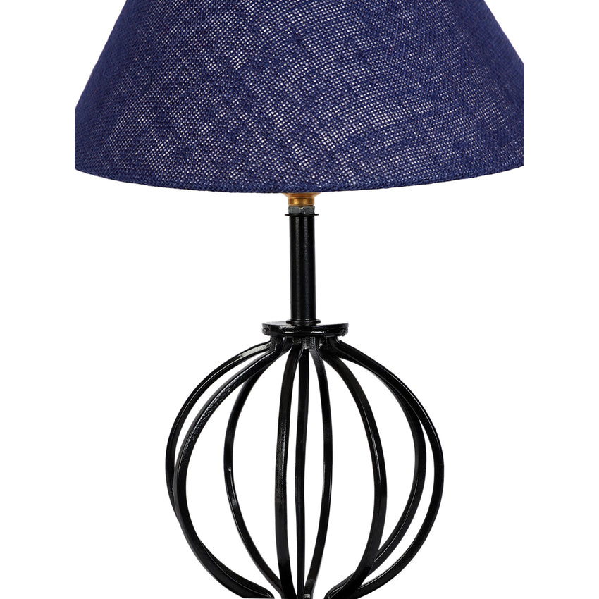 Vibrant Spark Blue Metal & Wood Table Lamp with Shade Without Bulb | 10 x 15 inches