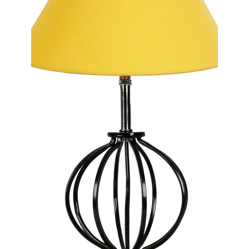 Cheerful Sunny Yellow Metal & Wood Table Lamp with Shade Without Bulb | 10 x 15 inches