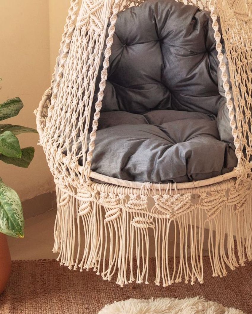Serene Azure Offwhite Breeze Hanging Swing | 78 x 35 x 35 inches