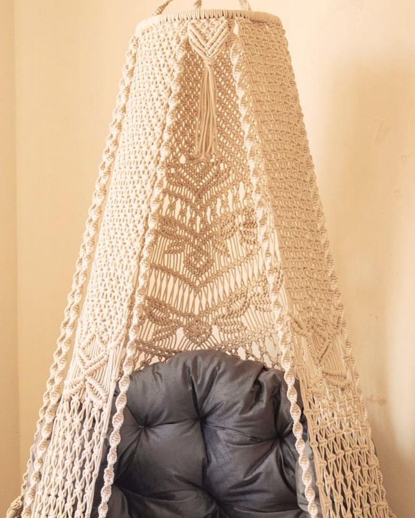Serene Azure Offwhite Breeze Hanging Swing | 78 x 35 x 35 inches