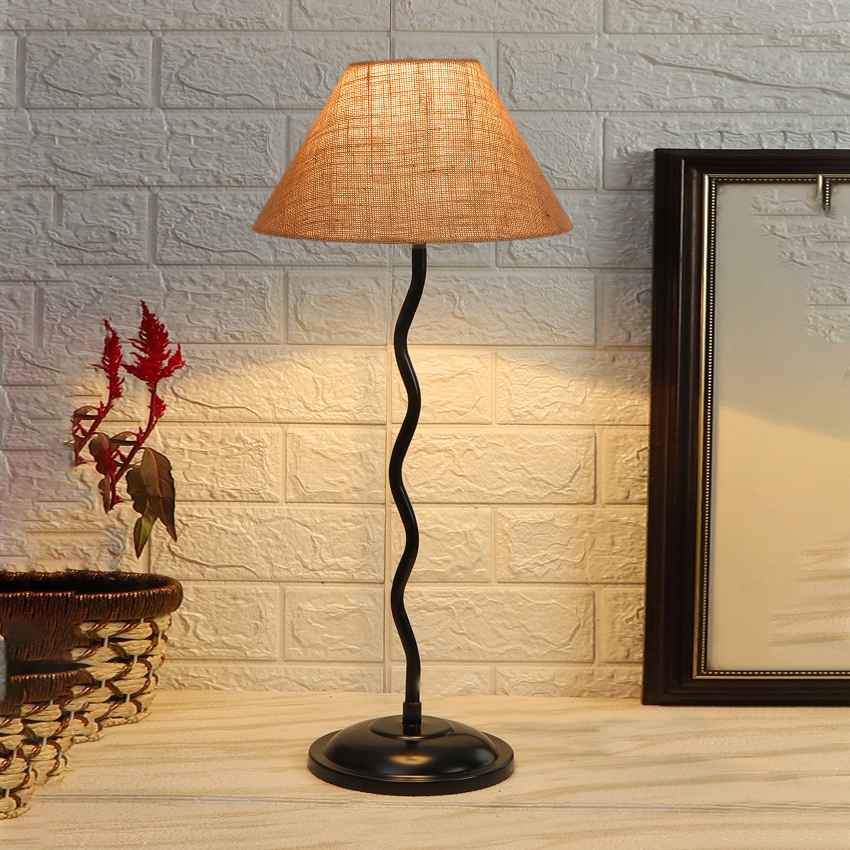 Charming Beige Metal Table Lamp with Shade Without Bulb | 10 x 23 inches