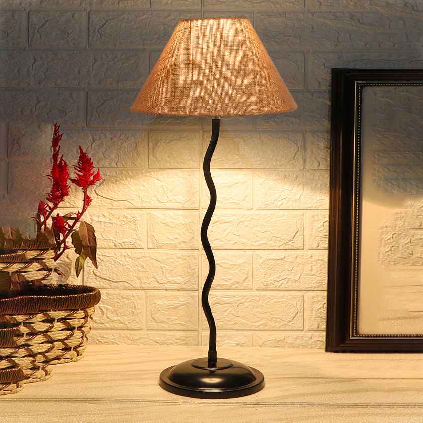 Charming Beige Metal Table Lamp with Shade Without Bulb | 10 x 23 inches