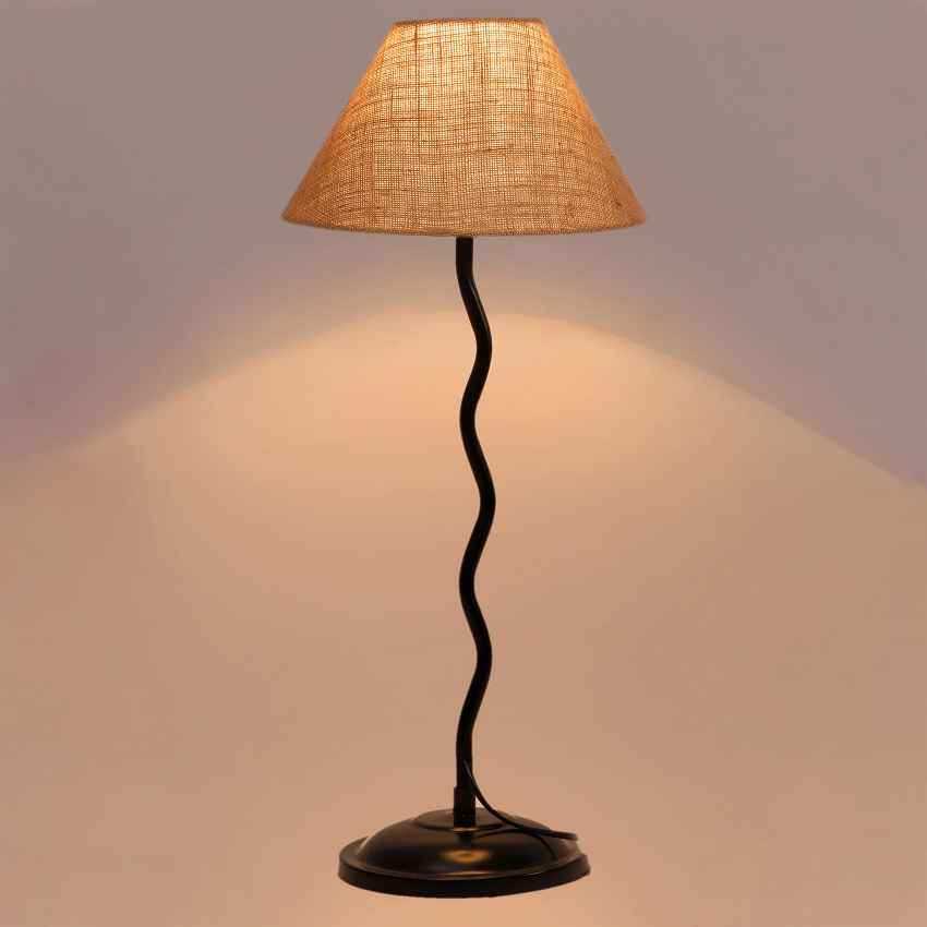 Charming Beige Metal Table Lamp with Shade Without Bulb | 10 x 23 inches