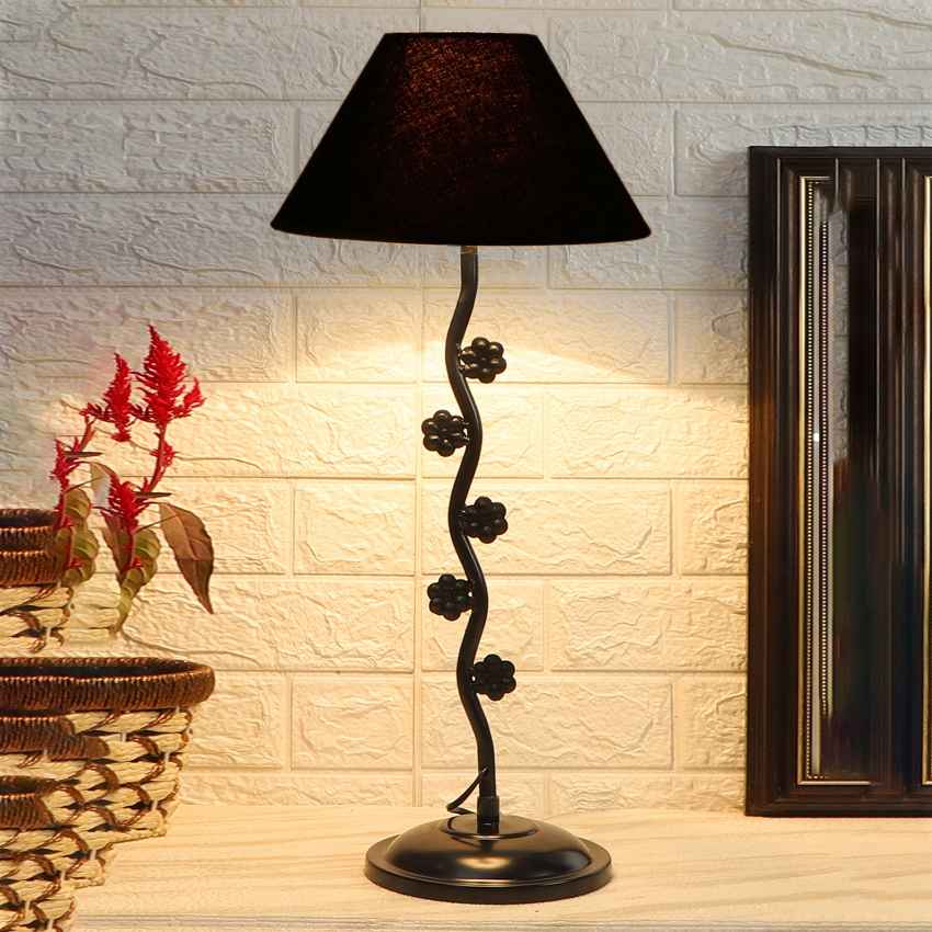 Elegant Sleek Black Metal Table Lamp with Shade Without Bulb | 10 x 23 inches