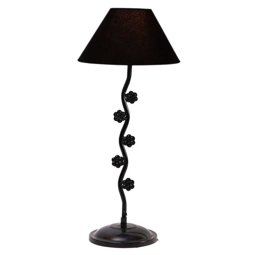Elegant Sleek Black Metal Table Lamp with Shade Without Bulb | 10 x 23 inches