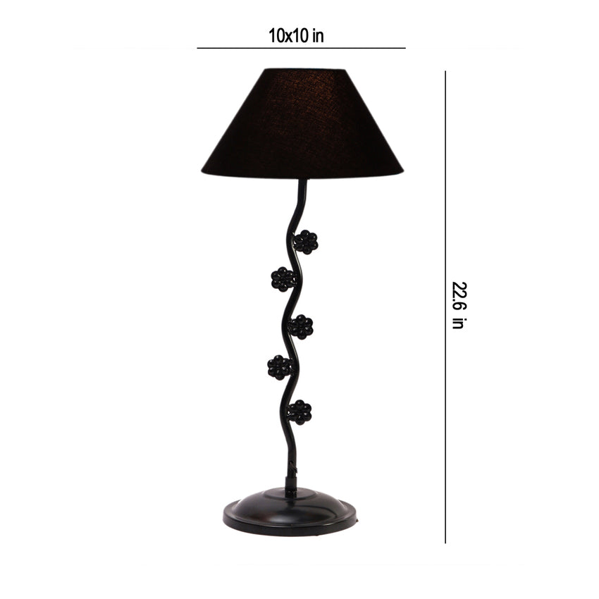 Elegant Sleek Black Metal Table Lamp with Shade Without Bulb | 10 x 23 inches