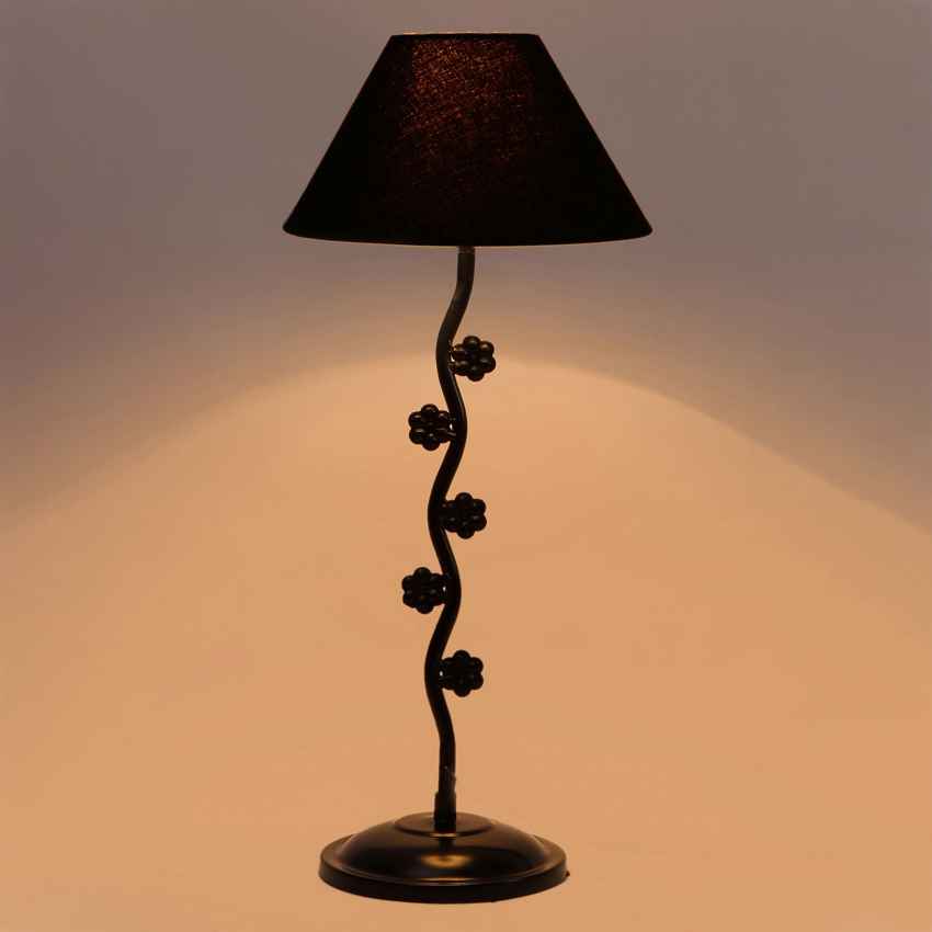 Elegant Sleek Black Metal Table Lamp with Shade Without Bulb | 10 x 23 inches