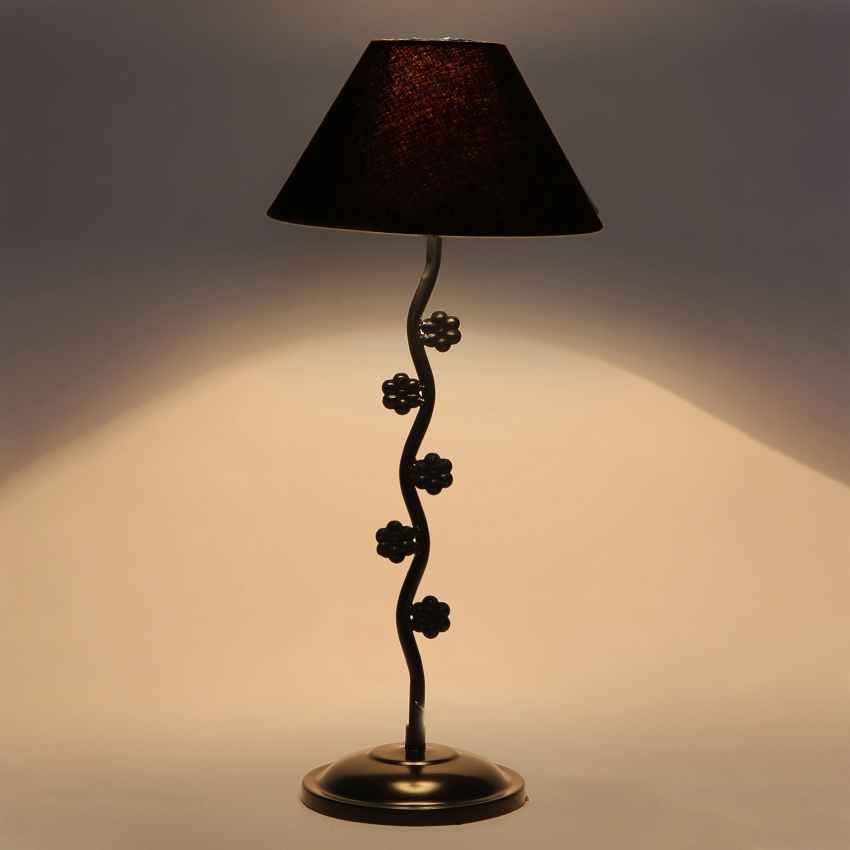 Elegant Sleek Black Metal Table Lamp with Shade Without Bulb | 10 x 23 inches