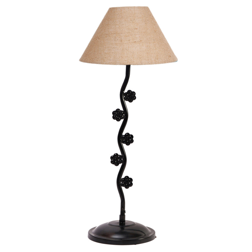 Graceful Beige Metal Table Lamp with Shade Without Bulb | 10 x 23 inches