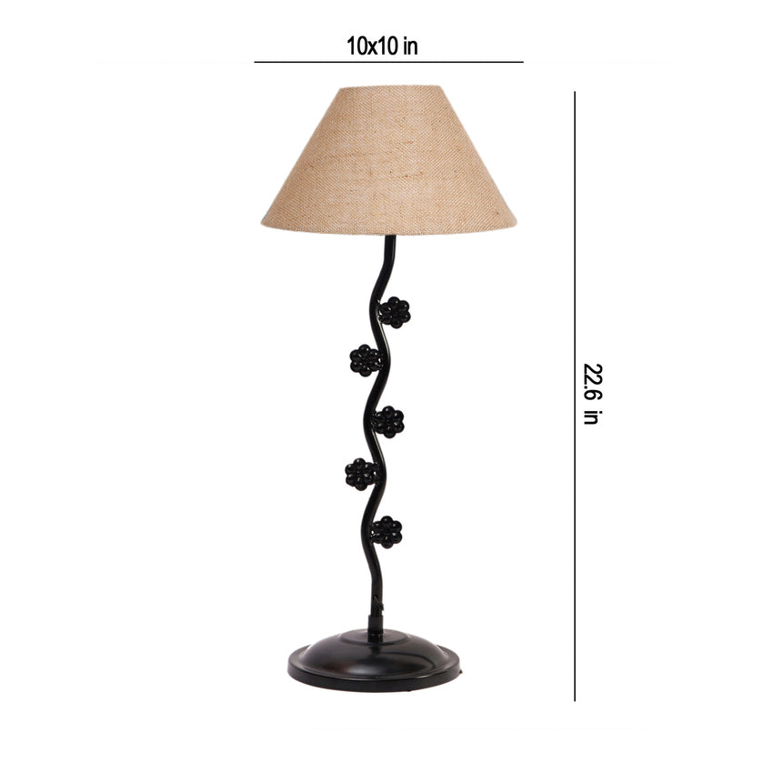 Graceful Beige Metal Table Lamp with Shade Without Bulb | 10 x 23 inches