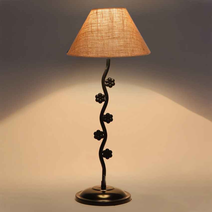 Graceful Beige Metal Table Lamp with Shade Without Bulb | 10 x 23 inches