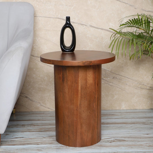 Rounded Twist Wooden Accent Table Title