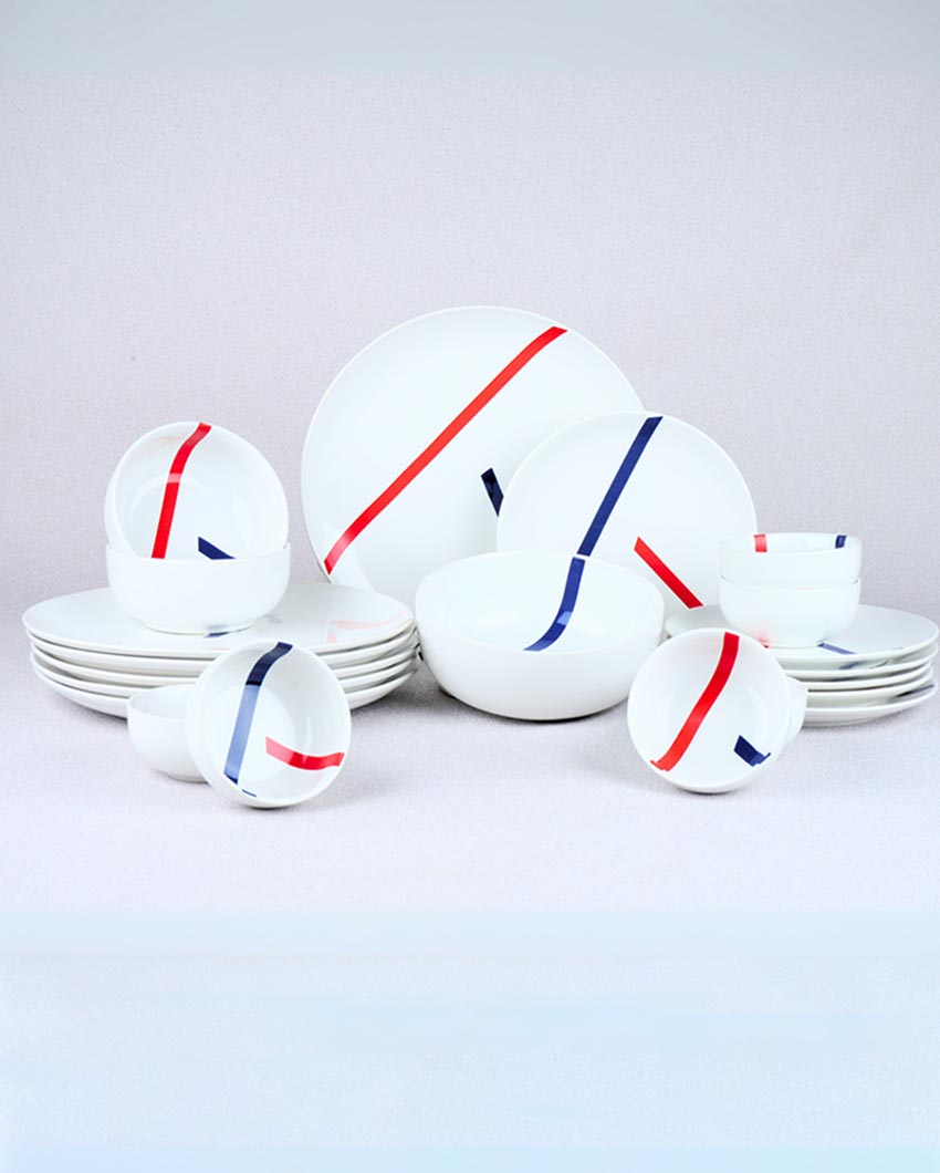 Stylishly Sleek TAMO White Porcelain Dinner Set | Pack of 21
