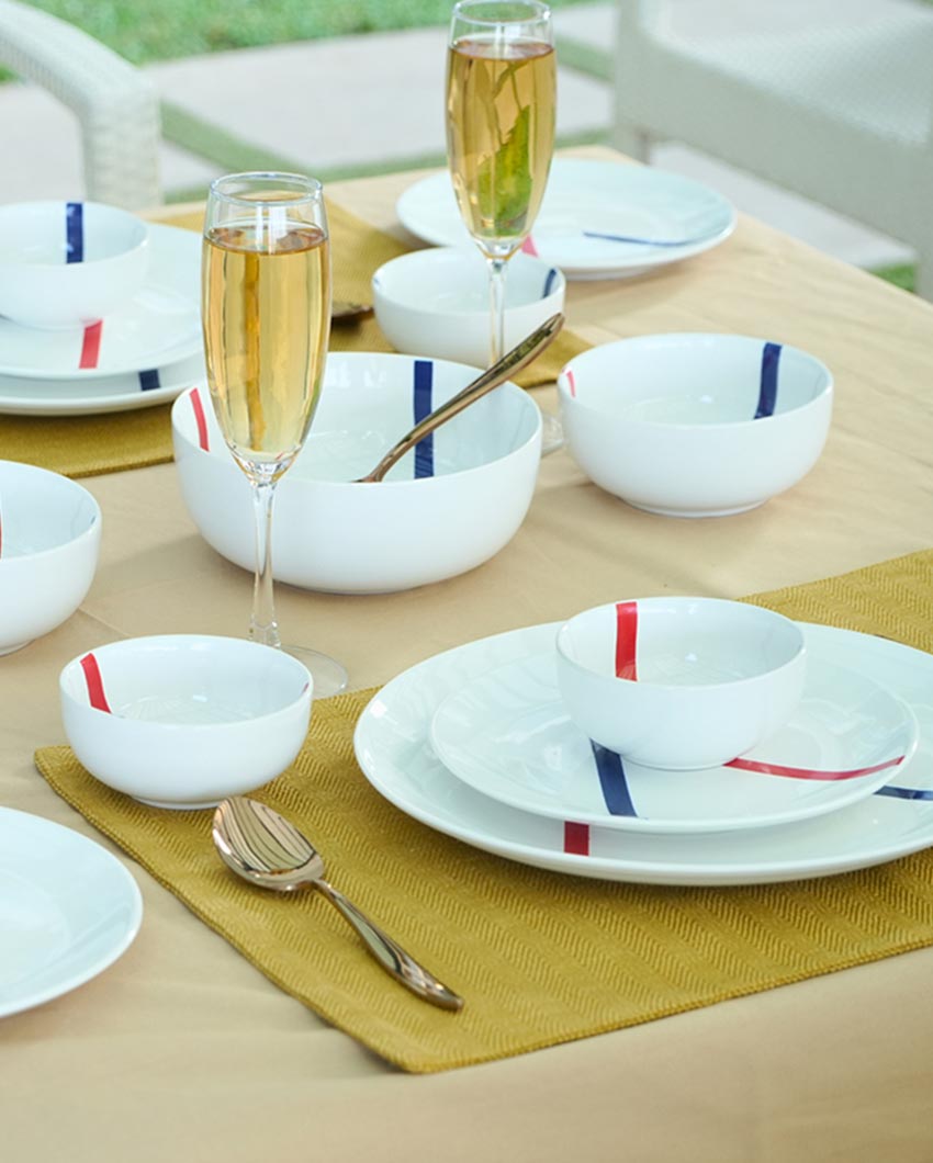 Stylishly Sleek TAMO White Porcelain Dinner Set | Pack of 21