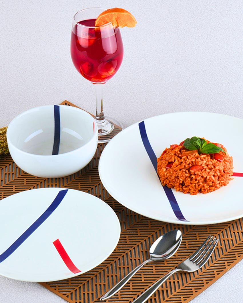 Stylishly Sleek TAMO White Porcelain Dinner Set | Pack of 21