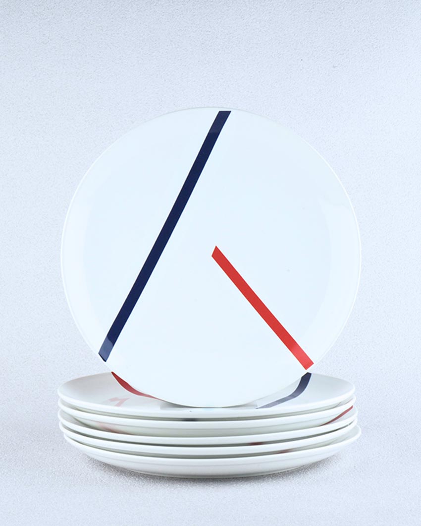 Clean Finish Elegant TAMO White Porcelain Full Plates | Set of 6 | 10 inches