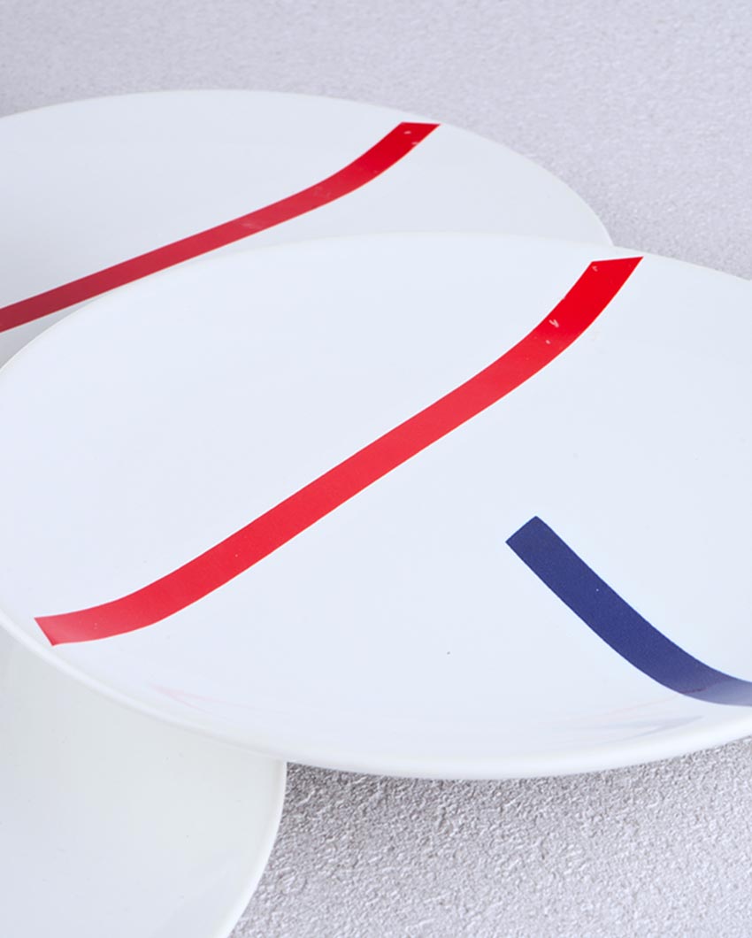 Clean Finish Elegant TAMO White Porcelain Full Plates | Set of 6 | 10 inches