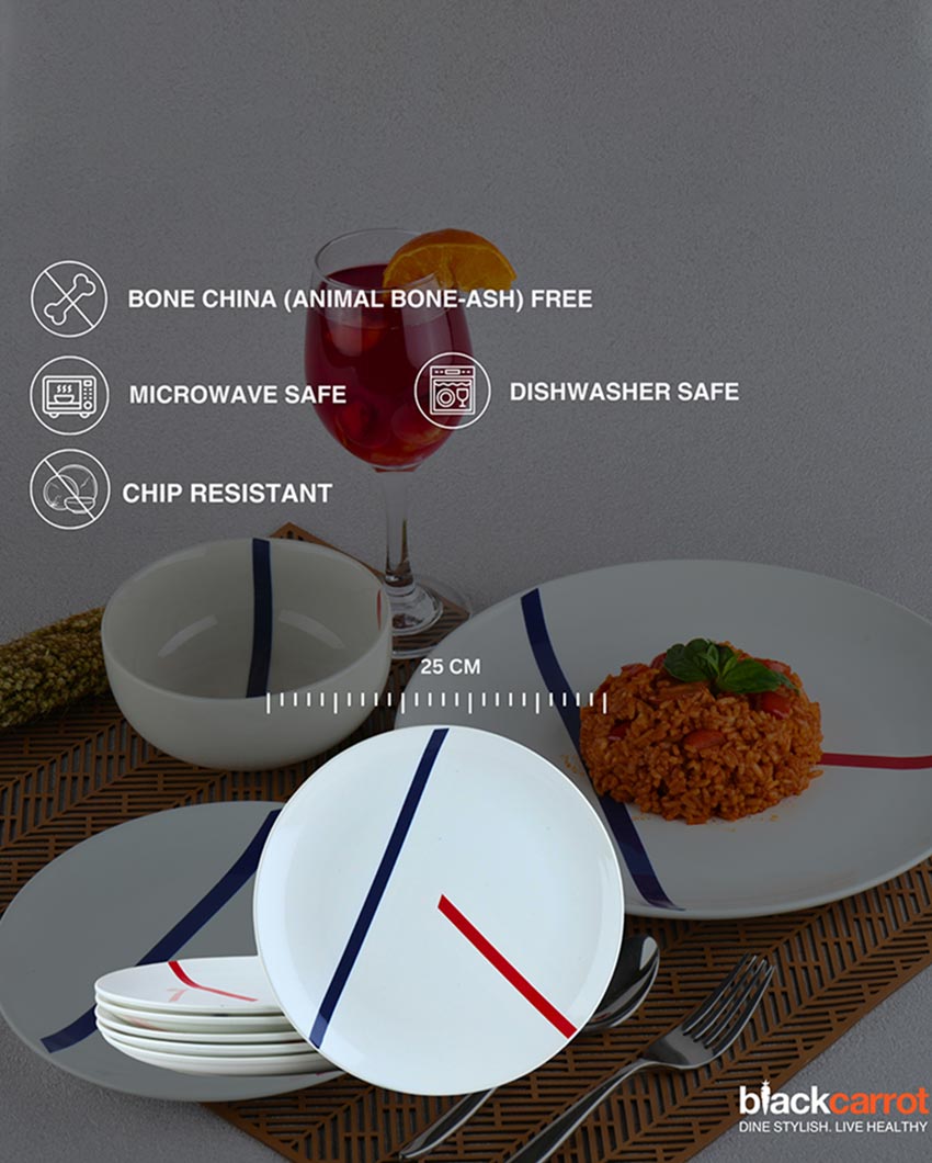 Clean Finish Elegant TAMO White Porcelain Full Plates | Set of 6 | 10 inches