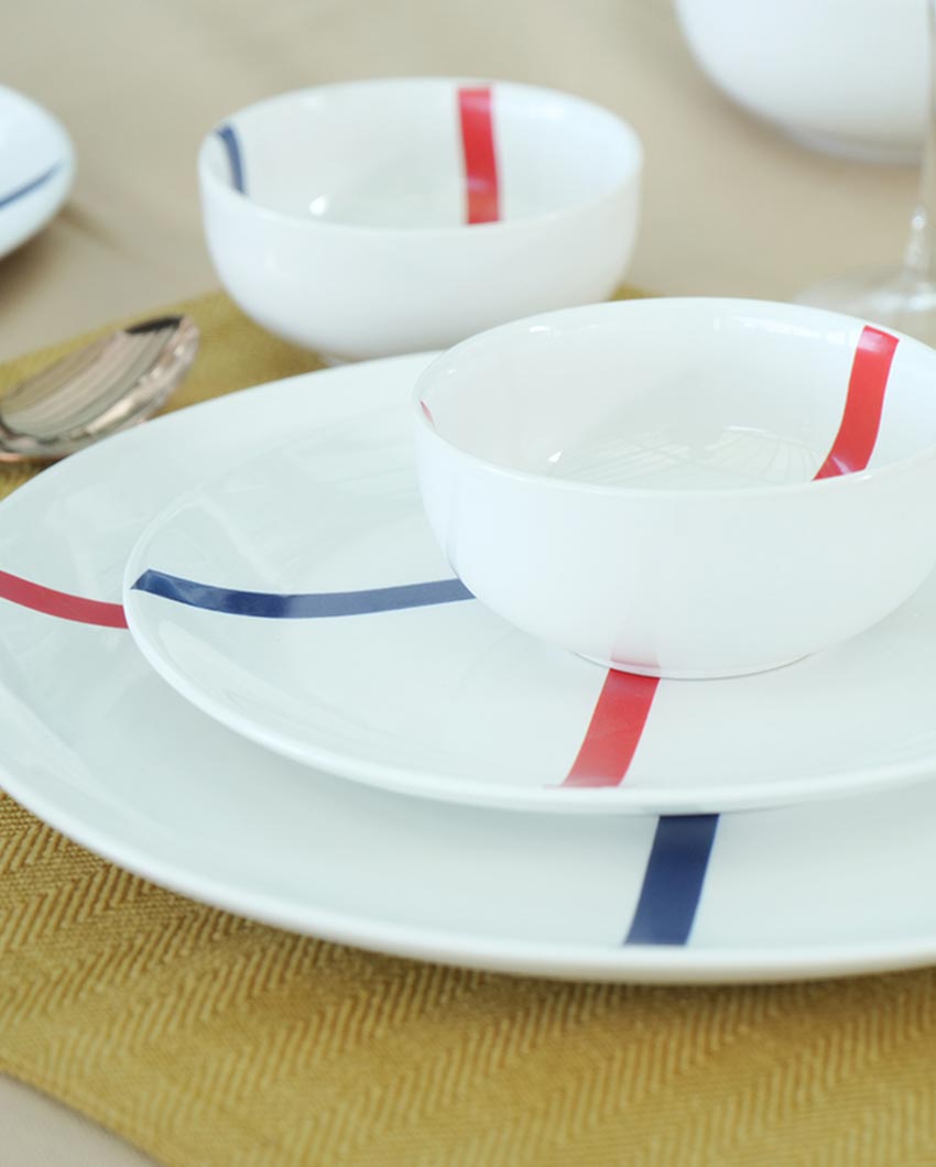 Clean Finish Elegant TAMO White Porcelain Full Plates | Set of 6 | 10 inches