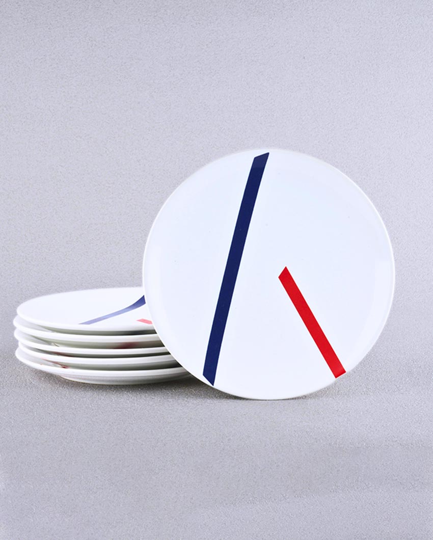 Minimalist Sleek TAMO White Porcelain Quarter Plates | Set of 6 | 7 inches