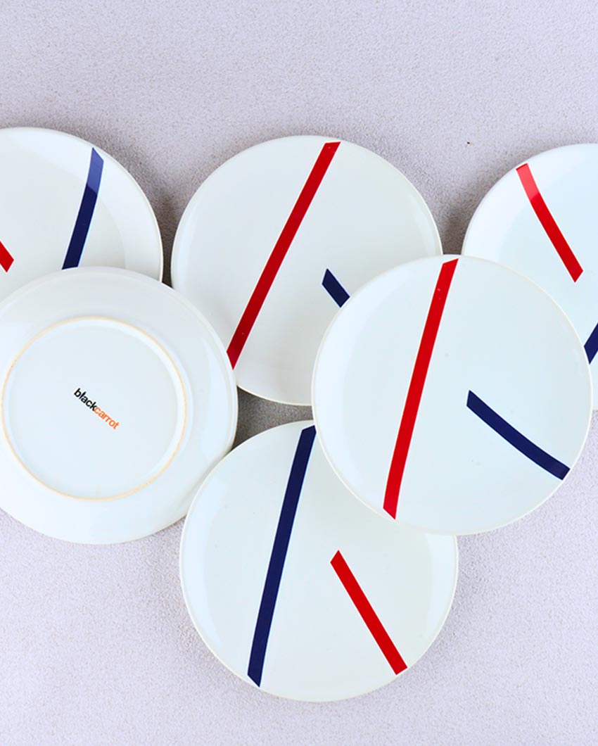 Minimalist Sleek TAMO White Porcelain Quarter Plates | Set of 6 | 7 inches