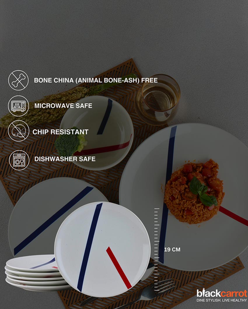 Minimalist Sleek TAMO White Porcelain Quarter Plates | Set of 6 | 7 inches