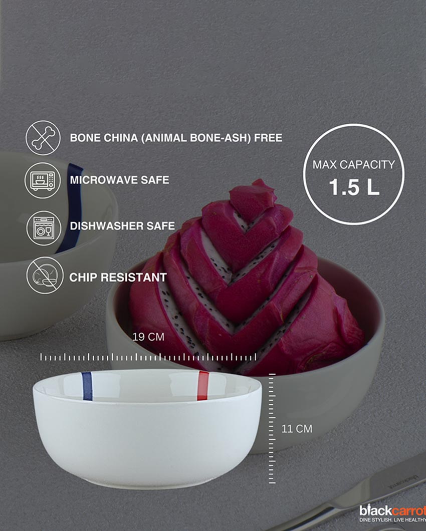 Trendy Stylish TAMO White Porcelain Serving Bowl | 7 x 4 inches | 1.5L