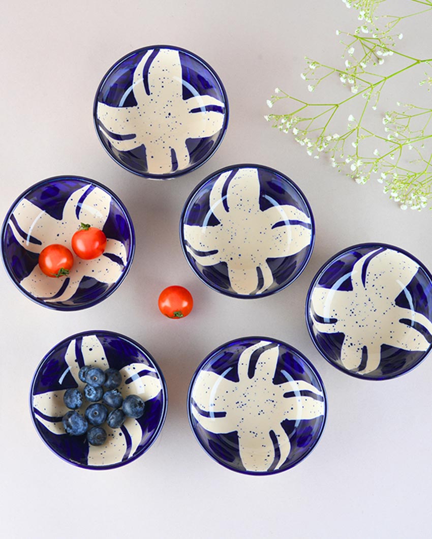 Beautifully Crafted Splash Stoneware Small Bowl | Set of 6 | 2 x 2 inches | 220ml