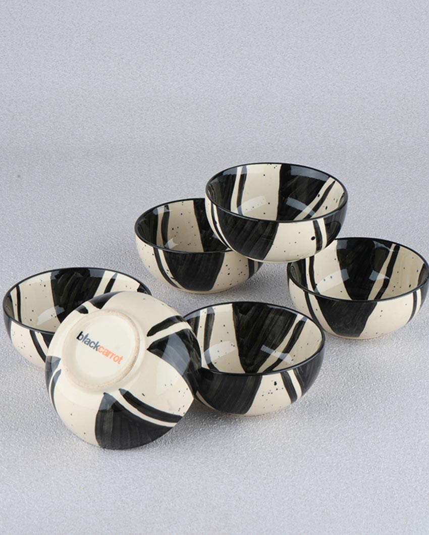 Beautifully Crafted Splash Stoneware Small Bowl | Set of 6 | 2 x 2 inches | 220ml